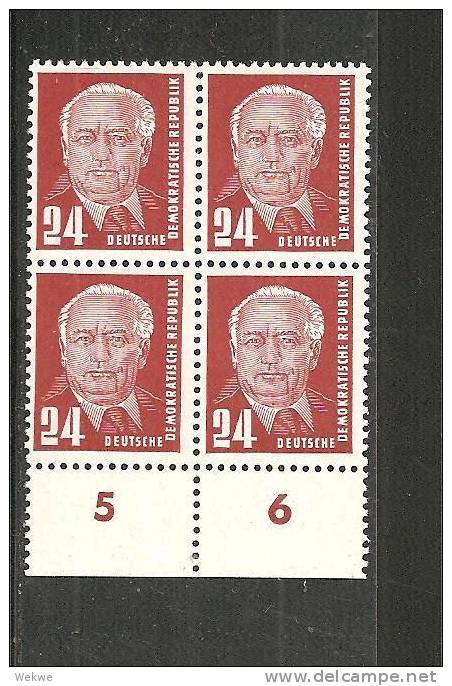 DDRSP053/ Mi.Nr.324**/ Präsident Pieck 1952, 4-er Block - Ungebraucht