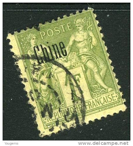 China France P.O. 1890S 1F "CHINE" Overprint VFU - Other & Unclassified