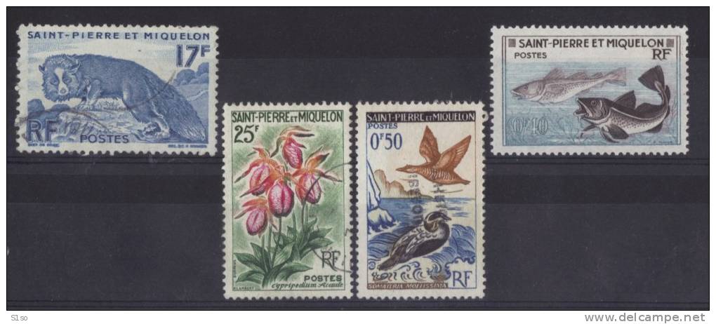 St PIERRE ET MIQUELON   - Lot 4 Timbres  - 346 - 353 - 362 - 364  Voir Description Ci Dessous + Précise Cote 6,50 € - Collections, Lots & Séries