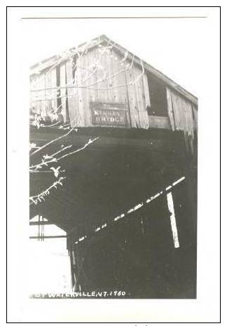 RP  Covered Bridge,  KISSIN  Bridge Sign, Waterville, Vermont, 1950s - Bridges