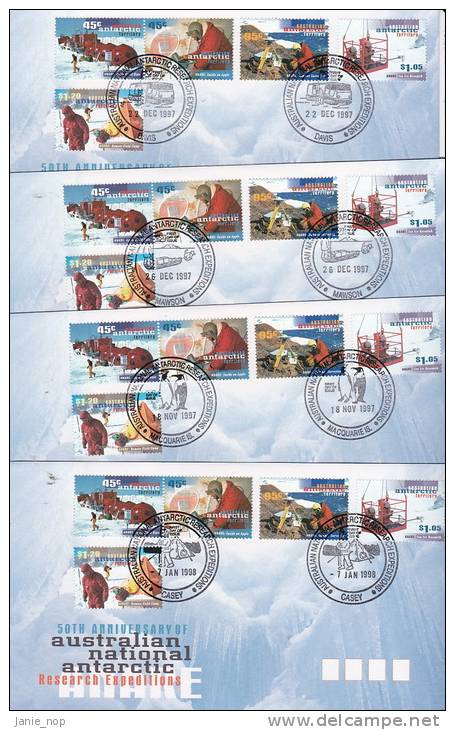 AAT 1998 Research Expeditions Set 4 Bases FDCs - Other & Unclassified
