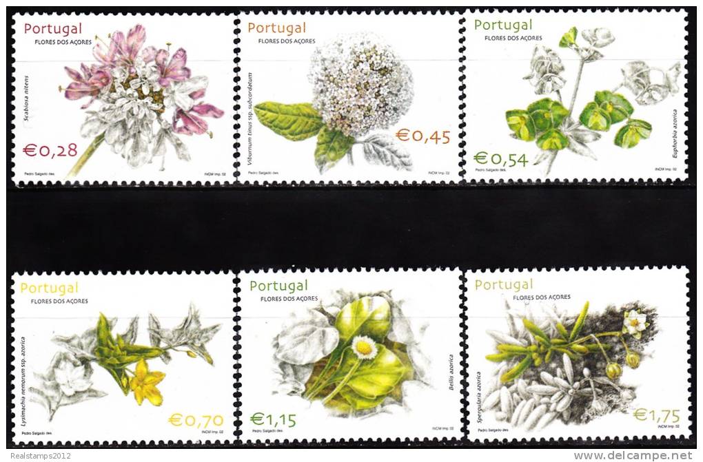 PORTUGAL - 2002,  Flores Dos Açores.  ( Série, 6 Valores )  ** MNH  MUNDIFIL  Nº 2873/8 - Neufs