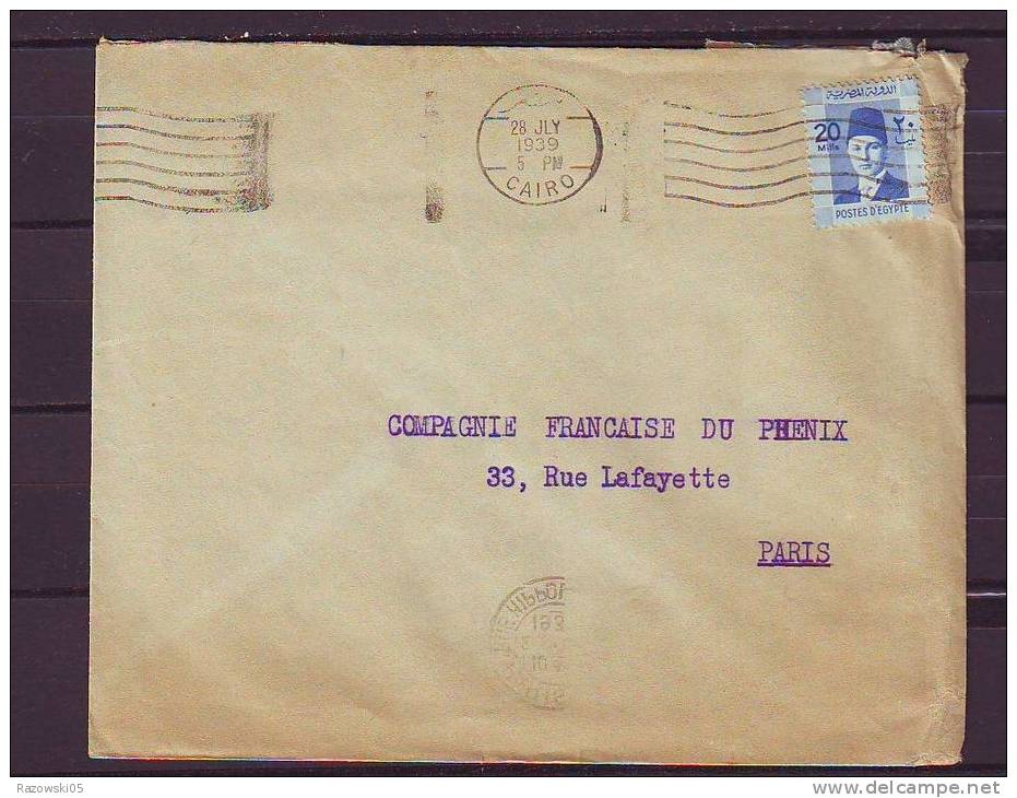 TIMBRE. LETTRE. PHENIX. AVION.PA. FRANCE. EGYPTE. LE CAIRE. CAIRO - Storia Postale