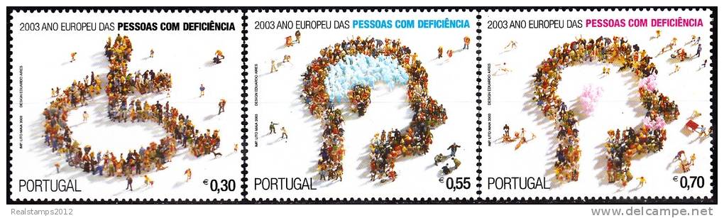 PORTUGAL - 2003,  2003 Ano Europeu Das Pessoas Com Deficiência  (Série, 3 Valores)  ** MNH  MUNDIFIL  Nº 2942/4 - Nuevos