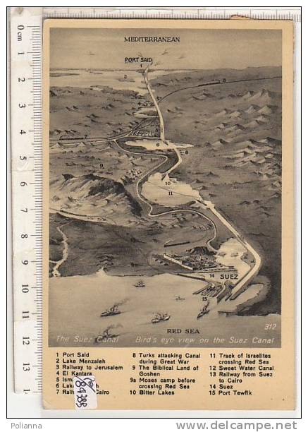 PO8438B# EGITTO - EGYPT - CARTINA RED SEA - SUEZ - PORT SAID  VG 1936 - Suez