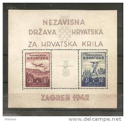 Kro Mi.Nr.74-77  KROATIEN -  (Blöcke 1 + 2) Modell-Segelflugzeuge 1942 ** MNH - Kroatien