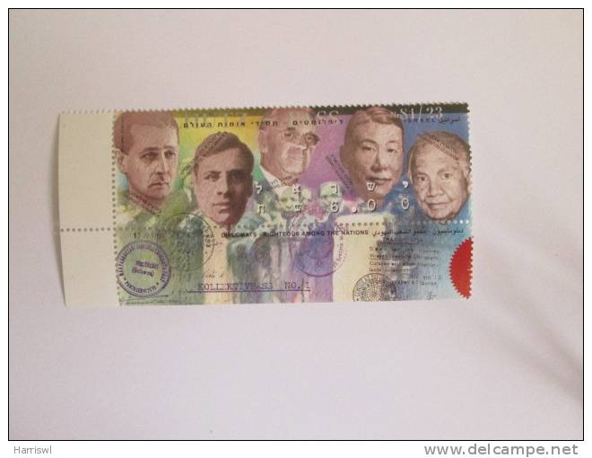 ISRAEL1998 DIPLOMATS RIGHTEOUS AMONG THE NATIONS  MINT TAB PLATE BLOCK - Ongebruikt (met Tabs)