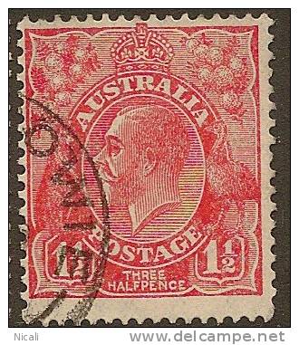 AUSTRALIA 1926 1 1/2d Scarlet KGV SG 96 U YH215 - Usados