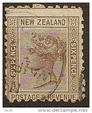 NZ 1882 6d Brown QV SSF P10x11 SG 234 U YD55 - Usati