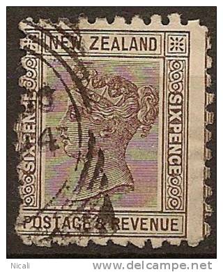 NZ 1882 6d Brown QV SSF P10 SG 224b U YD54 - Usati