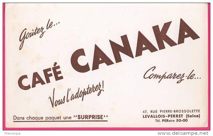 BUVARD  594   CAFE  CANAKA (couleur Marron) - Café & Thé