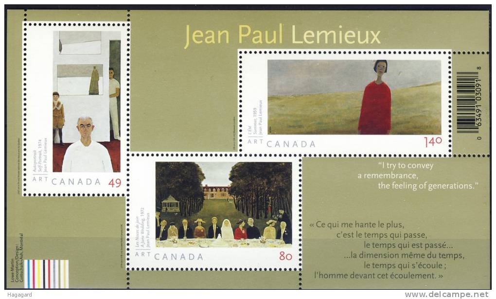 #Canada 2004. Lemieux. Paintings. Peintures. Gemälde. Michel Block 70. MNH(**) - Hojas Bloque