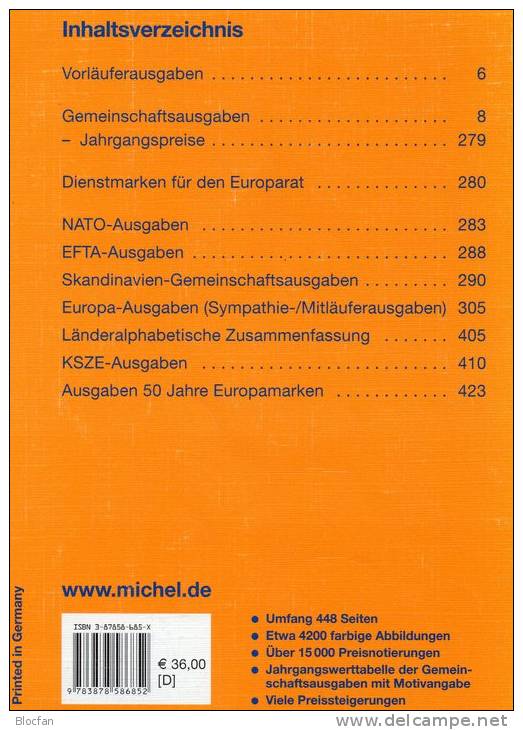 CEPT Briefmarken Michel Katalog 2006 Antiquarisch 36€ Jahrgangs-Tabelle 50 Jahre Europa-Set Vorläufer Symphatie-Ausgaben - Italy