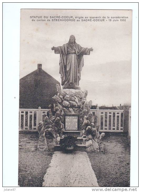 CPA   59          STEENVOORDE       STATUE DU SACRE COEUR        19 JUIN 1932 - Steenvoorde