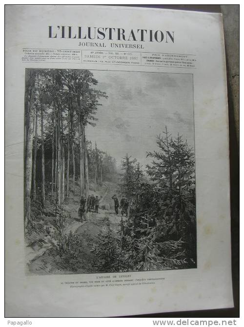 L'ILLUSTRATION 2327 AFFAIRE DE LUVIGNY/ THEATRE PALAIS ROYAL/ INCENDIE JARDIN ACCLIMATATION  1 Octobre 1887 - 1850 - 1899