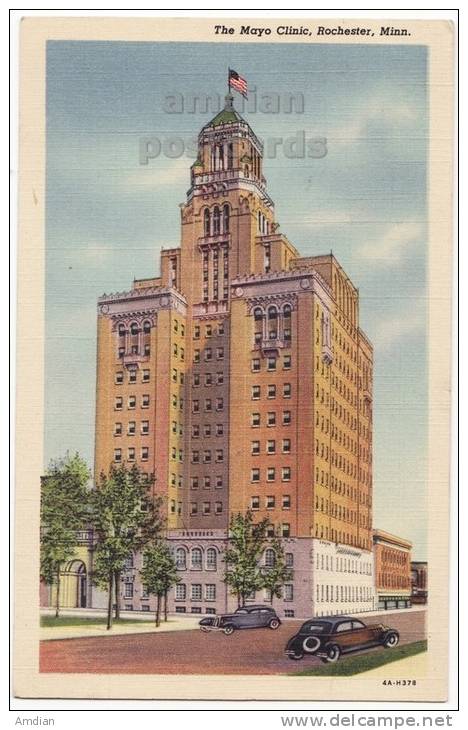 USA, ROCHESTER MN, THE MAYO CLINIC BUIDLING, C1940s Vintage Linen Unused MINNESOTA Postcard  [c3769] - Rochester