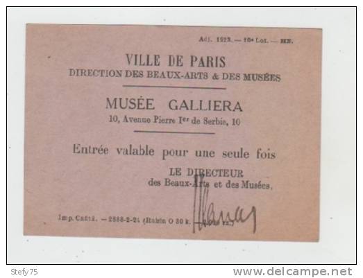 Musee Galliera-ville De Paris-ticket Entree - Tickets D'entrée