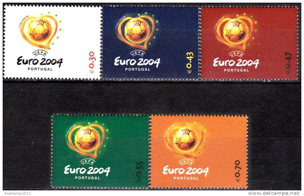 PORTUGAL - 2003, UEFA  Euro 2004  ( Série, 5 Valores )  ** MNH  MUNDIFIL  Nº 2980/4 - Neufs