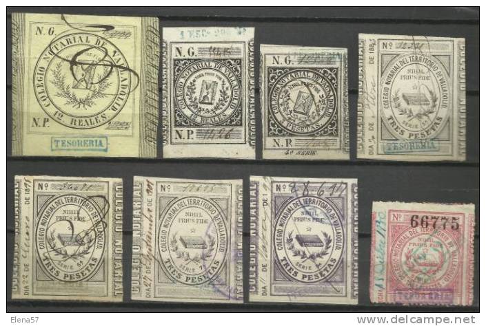 8091-COLECCION LOTE SELLOS FISCALES COLEGIO NOTARIAL VALLADOLID,SIN REPETIDOS.DIFERENTES. 12 REALES AMARILLO. 12 REALES - Revenue Stamps