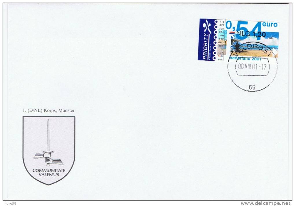 NL Niederlande 2001 Mi 1902 Brief: Deutsch-Niederländisches Korps, Münster - Storia Postale