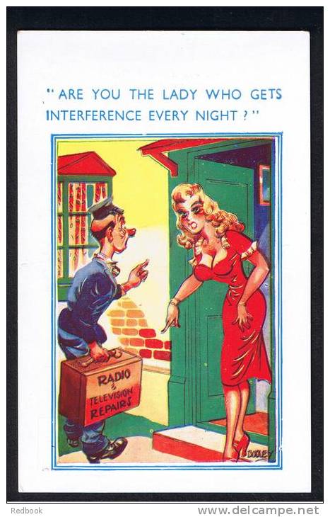 RB 928 - Comic Postcard By Dudley - Radio &amp; Television Repairs "Are You The Lady Who Gets Interference Every Night" - Fumetti