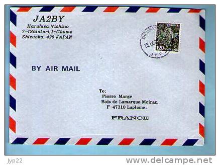 Lettre Cover Par Avion Via Air Mail De Shizuoka Japon Nippon Pour La France - CAD 15-09-199? / 1 TP - Lettres & Documents