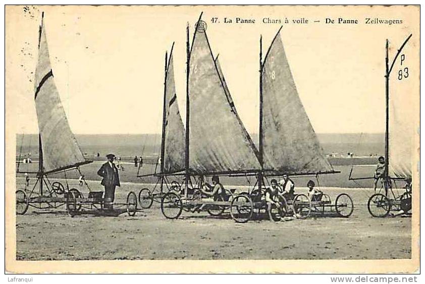 Themes Div- Sports - Ref E748-la Panne -belgique - Chars A Voile -de Panne -zeilwagens  -carte Bon Etat   - - Voile