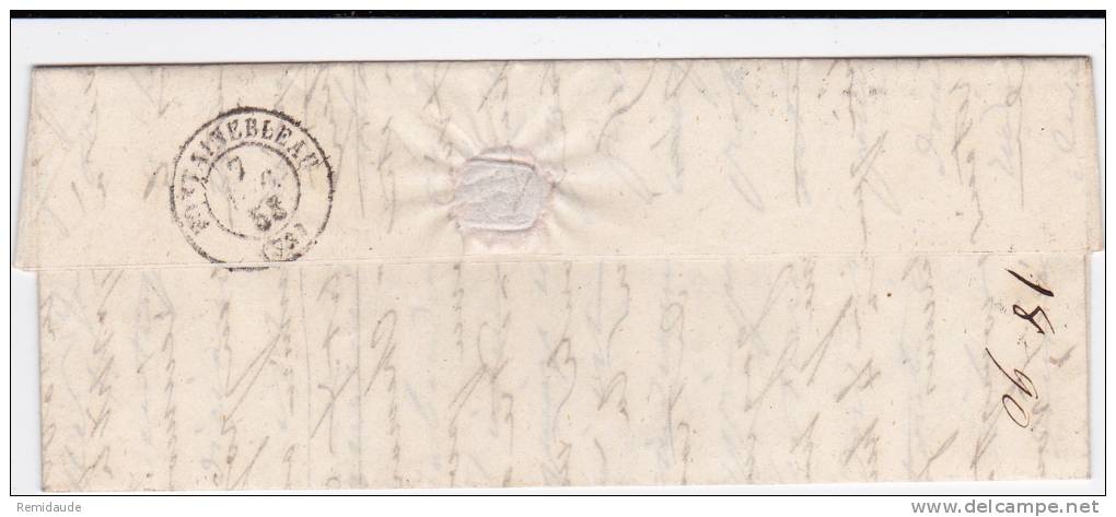 1853 - LETTRE à 25c TYPE REPUBLIQUE De PARIS Pour FONTAINEBLEAU - 1852 Louis-Napoléon