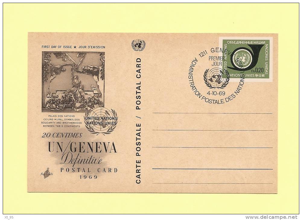 Theme Mains Hommes - Entier Postal Nations Unies - 1969 - Non Classés