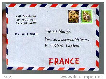 Lettre Cover Par Avion Via Air Mail Japon Nippon Tottori Pour La France - CAD Pas Lisible / 2 Tp - Covers & Documents