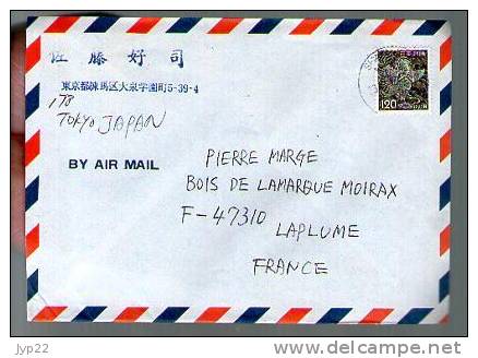 Lettre Cover Par Avion Via Air Mail Japon Nippon Tottori Pour La France - CAD Pas Lisible / 1Tp - Voir Idéogramme - Lettres & Documents