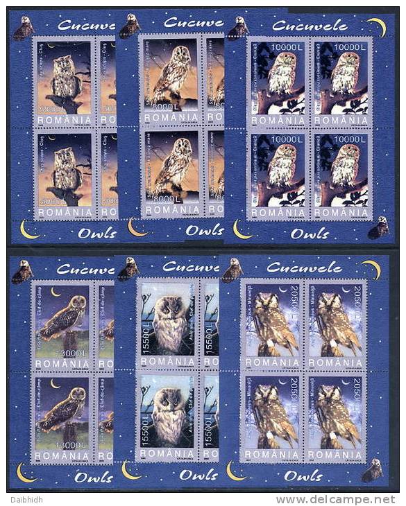 ROMANIA 2003 Owls Set Of 6 Sheetlets MNH / **.  Michel 5729-34 Klb - Blocks & Sheetlets