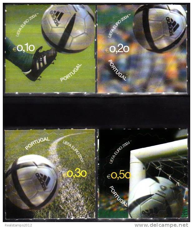 PORTUGAL - 2004,  UEFA Euro 2004 - A Bola Oficial De Jogo  ( Série, 4 Valores )   ** MNH  MUNDIFIL  Nº 3075/8 - Neufs