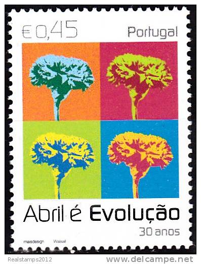 PORTUGAL - 2004,   25 De Abril - 30 Anos De Democracia.  € 0,45   ** MNH  MUNDIFIL  Nº 3111 - Nuevos