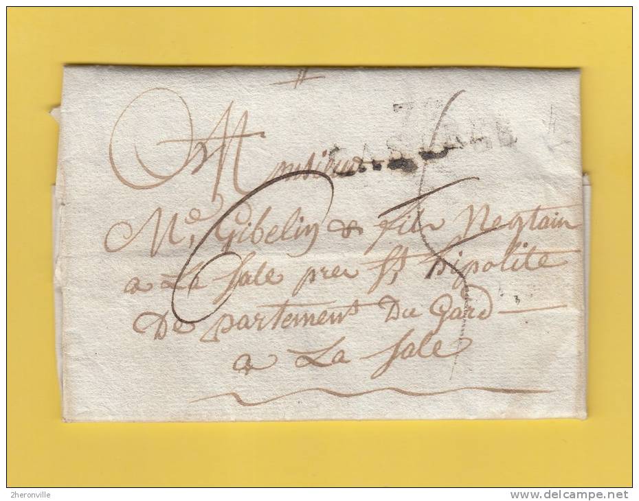 - LA BRUGUIERE - Marque Postale De CASTRES - 1817 - Courrier De M. Dougados à M. Gibelin à LA FALE SAINT HIPPOLITE Gard - 1801-1848: Précurseurs XIX