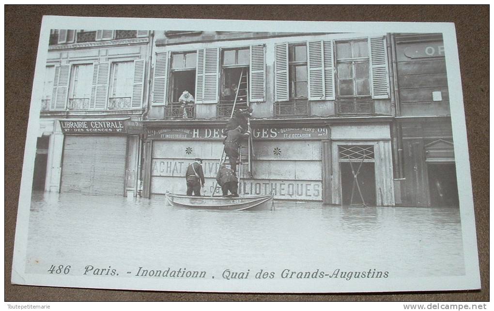 Paris - Inondation - Quai Des Grands Augustins - Librairie Centrale - Achat Livre - Inondations De 1910