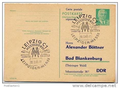 TRANSPORTMITTEL Messedienst Leipzig 1961auf Postkarte DDR P70 IA Zudruck Böttner #2 - Altri & Non Classificati