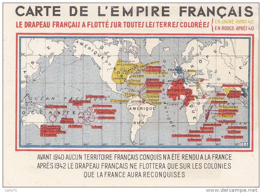 Histoire - Propagande 2ème Guerre Mondiale - Carte Colonies Françaises - Historia