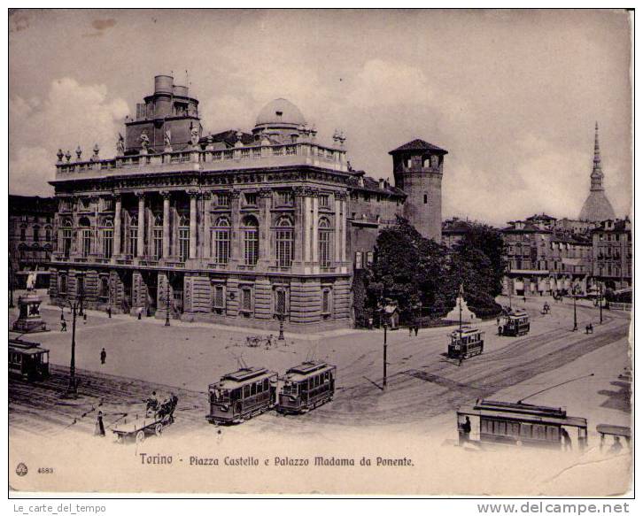 Cartolina Doppia TORINO - Piazza Castello E Palazzo Madama Da Ponente. 1910ca. - Palazzo Madama