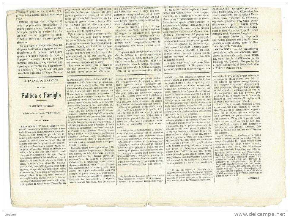 GIORNALE - IL CONTE CAVOUR - DOMENICA 16 GENNAIO 1876 - USO FISCALE - MARCA DA BOLLO - BUONO STATO - Italian (until 1940)