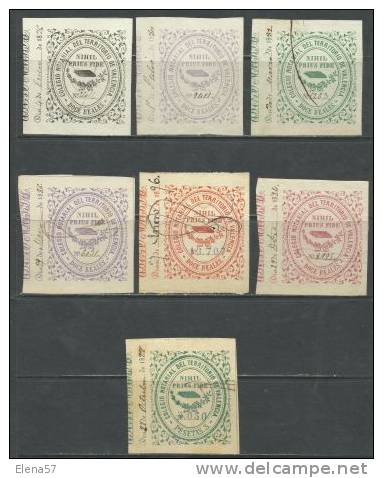 8096-SERIE COMPLETA COLECCION FISCALES COLEGIO NOTARIAL VALENCIA SIGLO XIX.ALTO VALOR,DIFERENTES 6 DE 12 REALES 1865 Y U - Revenue Stamps