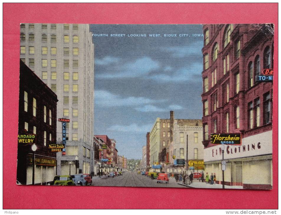 Iowa > Sioux City    Fourth Street At Night 1944 Cancel  ---   Ref  897 - Sioux City