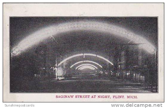 Michigan Flint Saginaw Street At Night - Flint