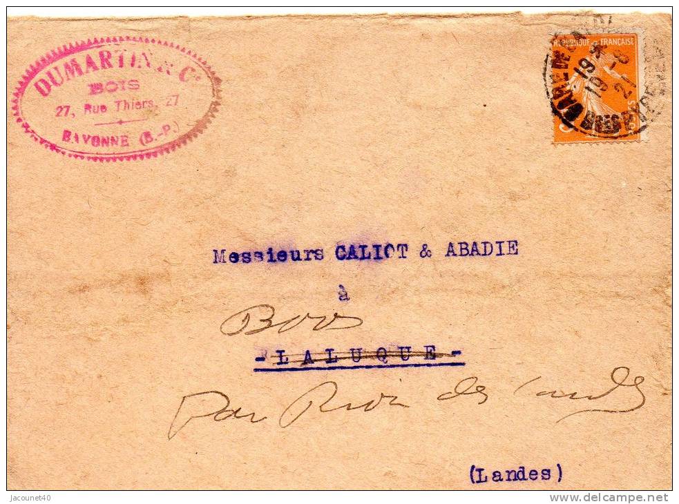 Bayonne 64 Dumartin Et Cie Lettre Du 19/6/1921 Pour Boos 40 - Autres & Non Classés
