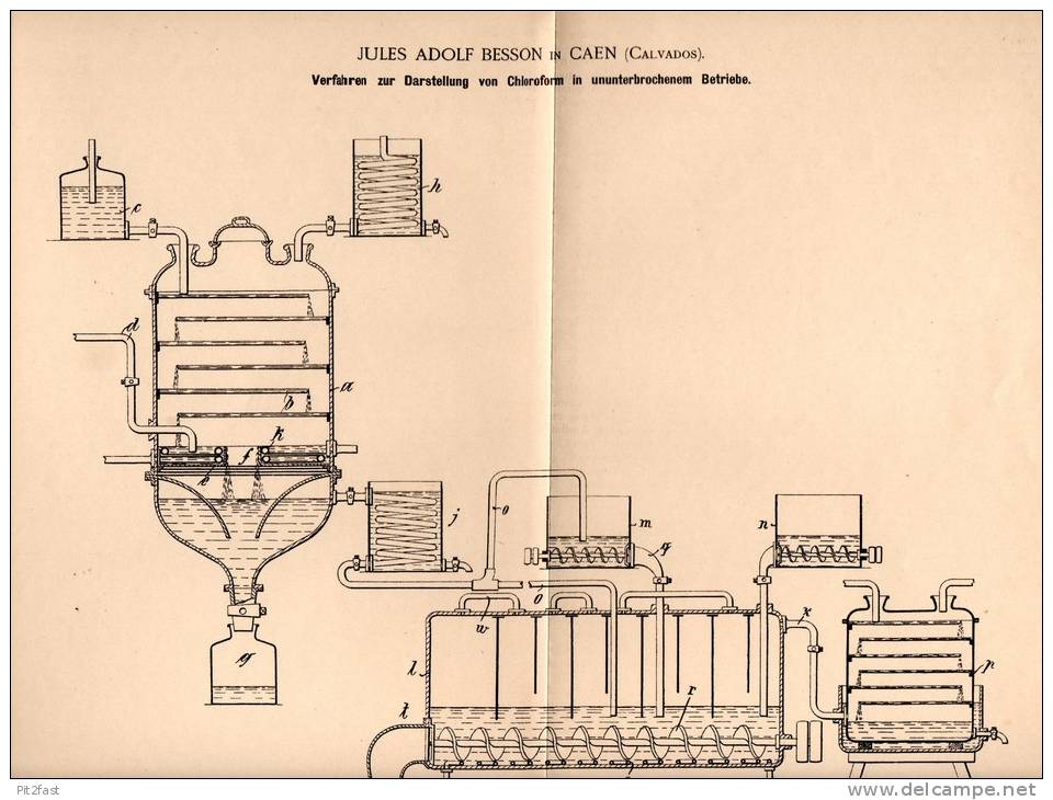 Original Patentschrift - J. Besson In Caen , Calvados , 1900 , Darstellung Von Chloroform , Chimie , Chemie !!! - Historical Documents