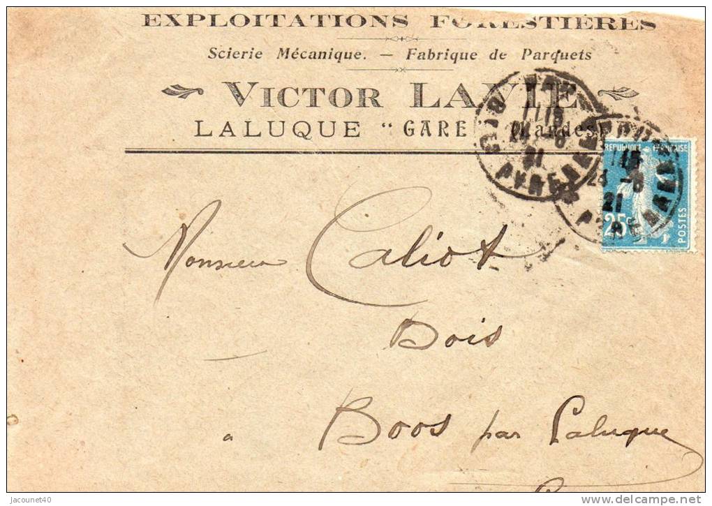 Laluque 40 Lettre 1921 De Victor Lavie - Post