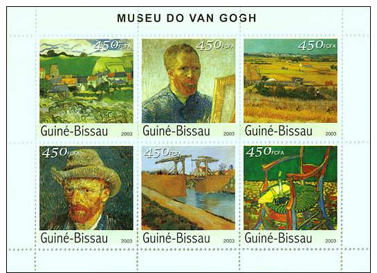 Gb3522 Guinea Bissau 2003 Paintings Museum Of Van Gogh S/s Bridge Michel: 2682-2687 - Impressionisme