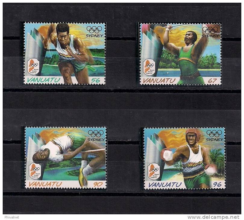 VANUATU, AÑO 2000, YVERT 1093/1096**, JUEGOS OLIMPICOS SYDNEY, DEPORTES, SALTO DE ALTURA, ATLETISMO, BOXEO, HALTEROFILIA - Verano 2000: Sydney