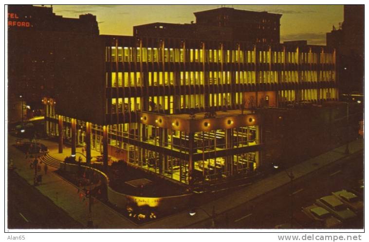 Seattle WA Washington, Public Library At Night, Main Downtown Library, C1950s/60s Vintage Postcard - Libraries