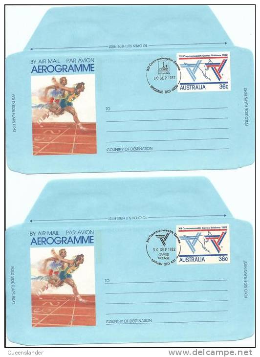 36 Cent Commonwealth Games Aerogrammes X 16 Each Shows Special Postmark All 30 Sep 1982 Brisbane & Wallet Rarely Seen - Aérogrammes